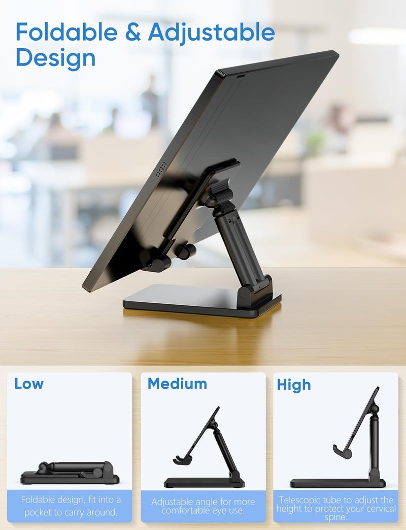 ARZOPA Cell Phone Stand Angle Height Adjustable Phone Holder for Desk, Foldable Phone Stand, Compatible with iPhone, iPad, Surface Pro, Portable Monitor 7" - 15.6" - Image 3